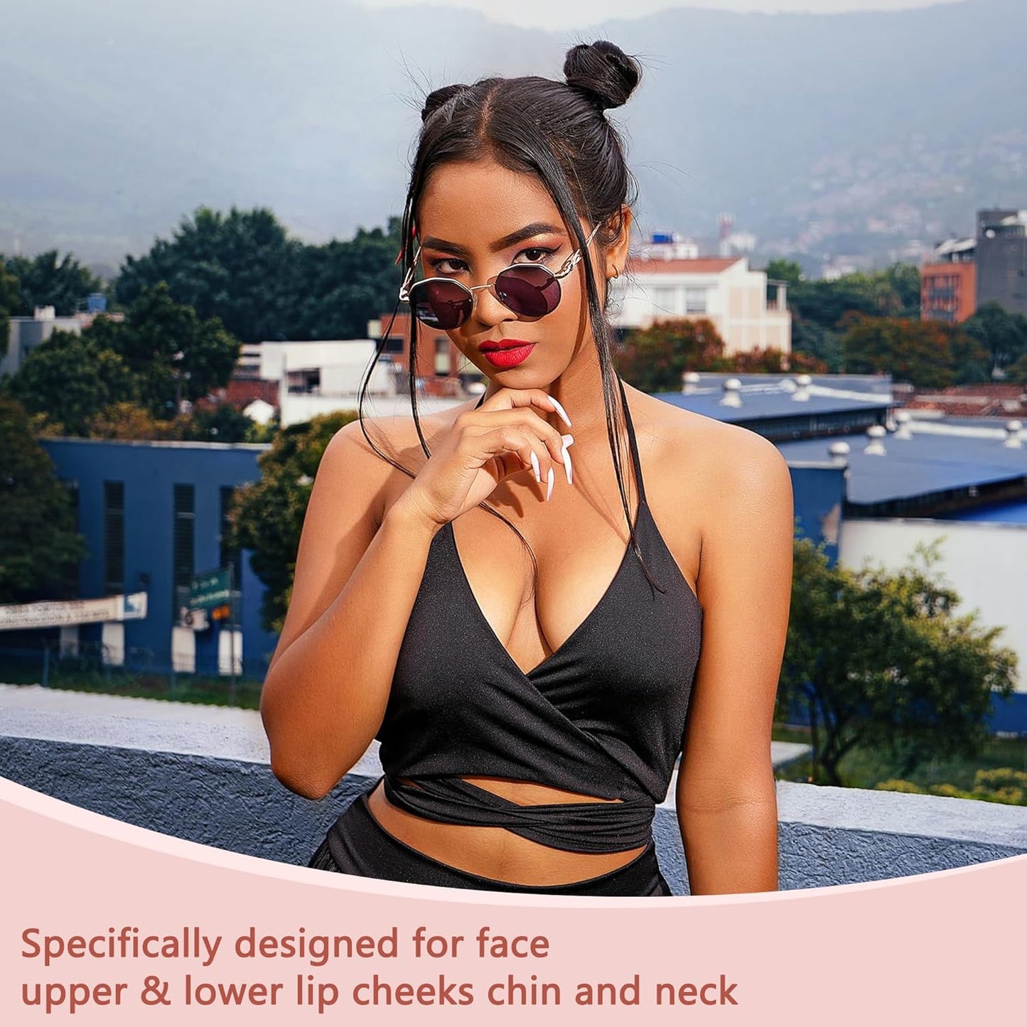 Facial Hair Remover for Women - Painless Electric Face Shaver with Light | Rose Gold Design