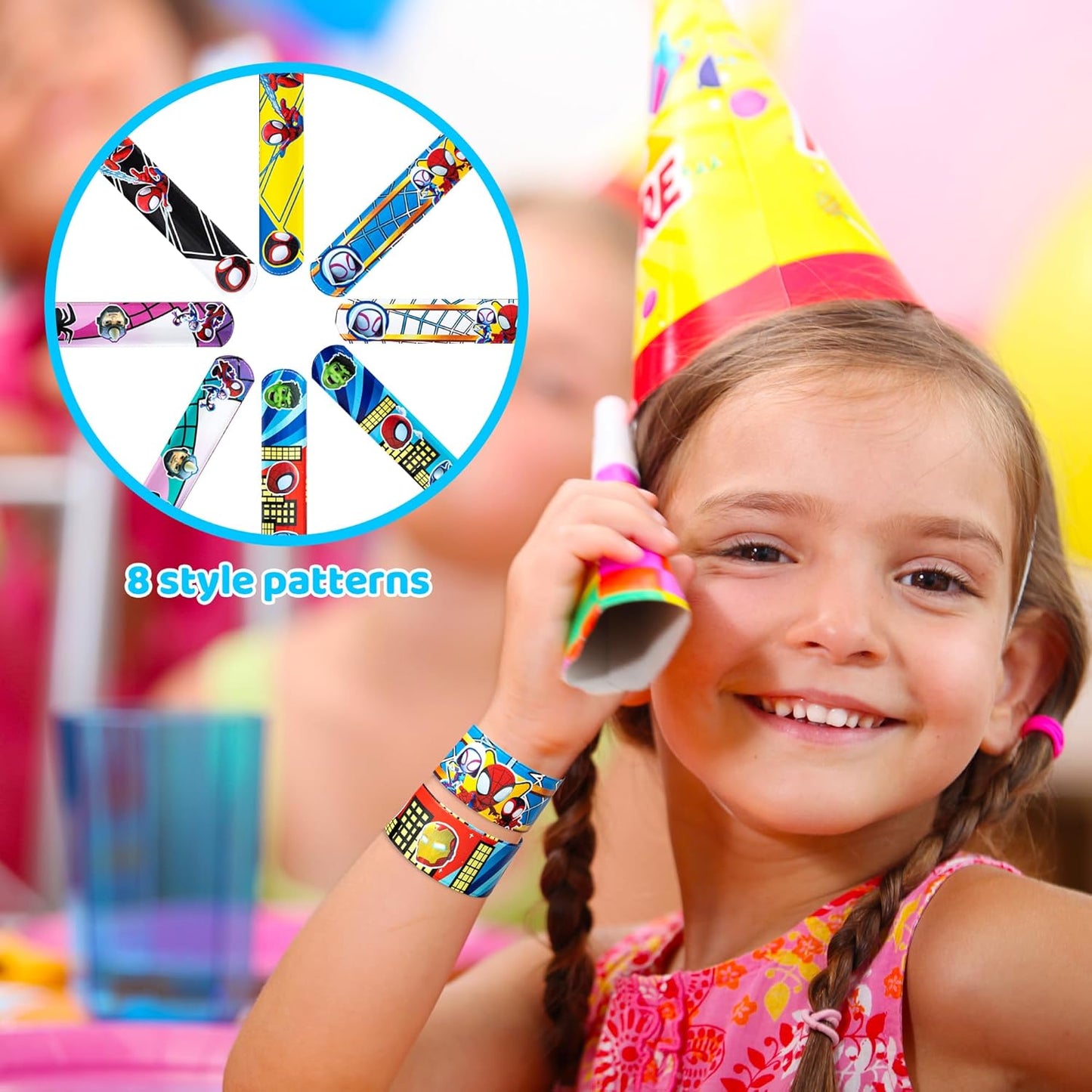 Spidey Party Favors - 110 Pcs Spider-Man Themed Supplies | Straws, Pins, Key Chains, Masks & More