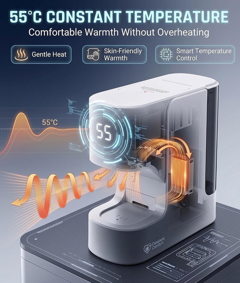 Smart Hot Face Towel Heater - Rapid 5-Second Heating & Automatic Dispensing | 20 Towels Included, 55°C (131°F) Constant Temp