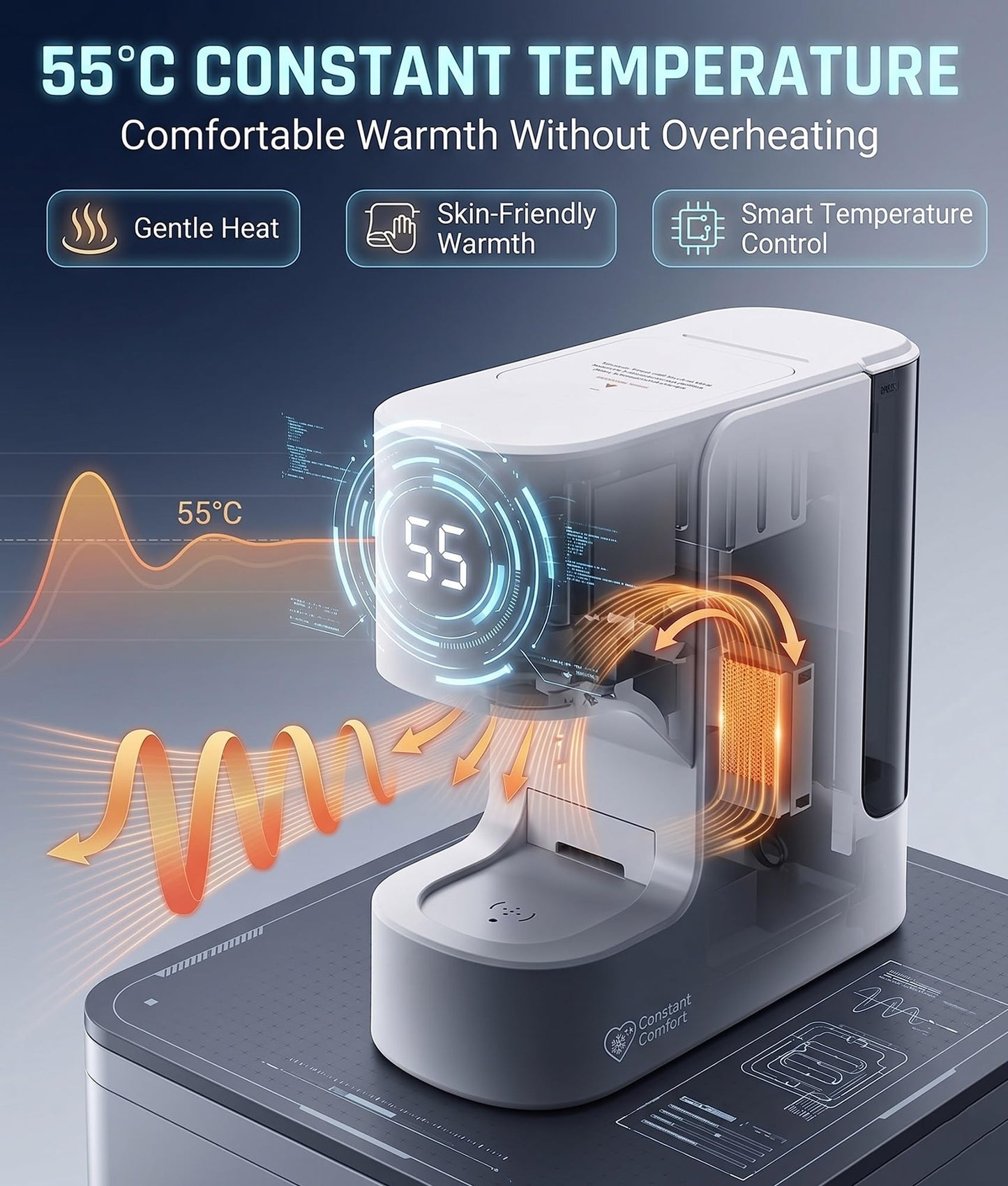 Hot Face Towel Heater Machine Smart Hot Face Towel Dispenser 5-Second Rapid Heating Automatic Heating & Dispensing 55°C(131°F) Constant Temp 20 Compressed Towels for Facials Spa Cleaning(60pcs Towel)