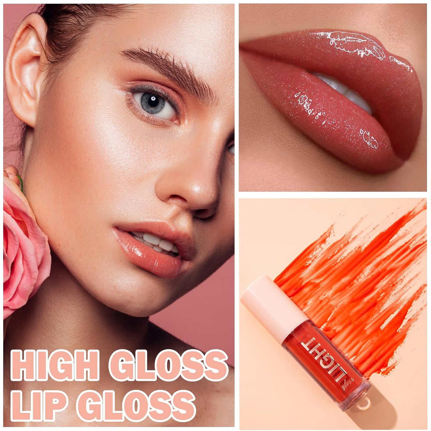 Light Lip Gloss Set - 6PCS Nude Pink Lip Gloss Kit | Moisturizing & Plumping Formula for Women & Girls