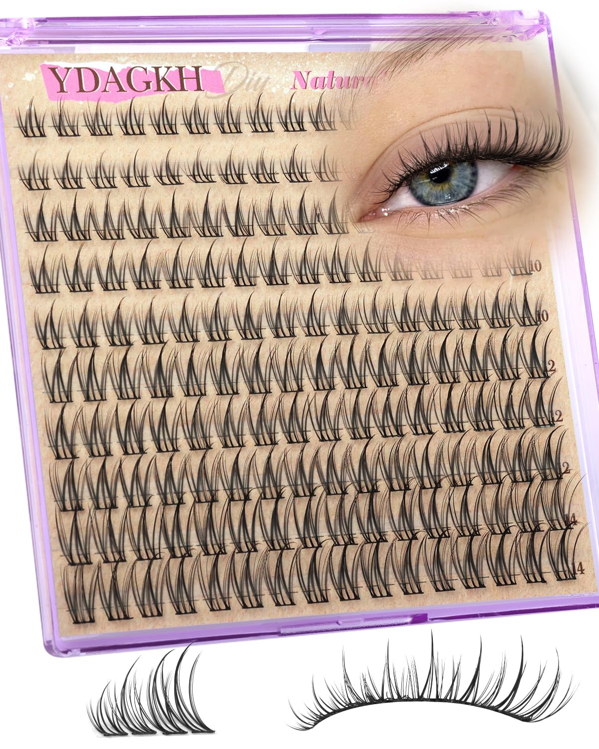 Natural Eyelash Clusters - Short Spiky Wispy Extensions 8-14mm | Ultra-Thin Band C Curl DIY Lashes