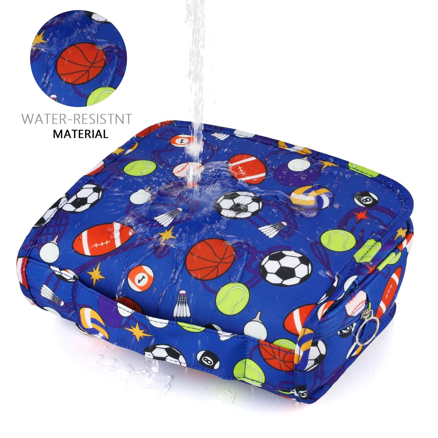 Vipdeal Kids Hanging Toiletry Bag for Boys, Travel Toiletry Bag for Little Young Boys Waterproof Wash Bag Toddler Traveling Toiletries, Soccer Balls Blue