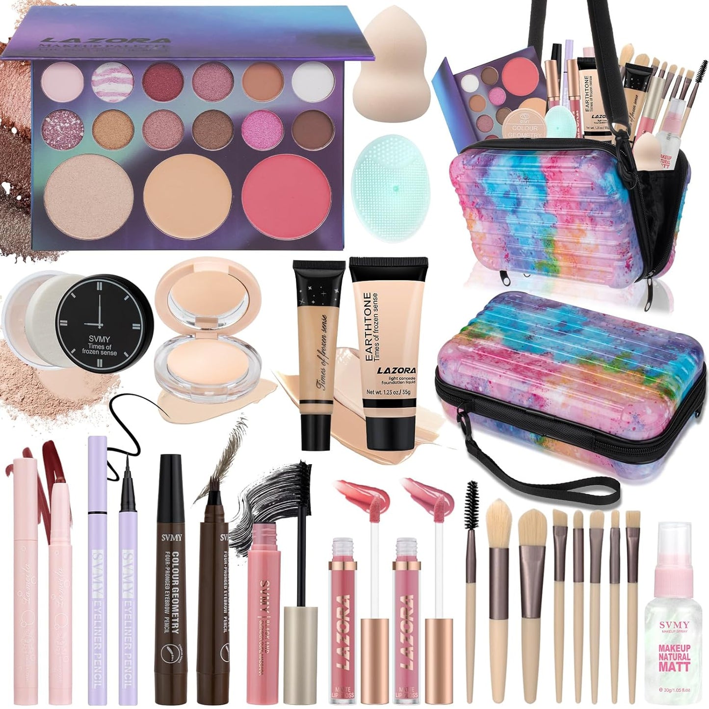 Makeup Kit for Women - 18 Colors Eyeshadow Palette & Foundation | Complete Set for Teen Girls & Beginners