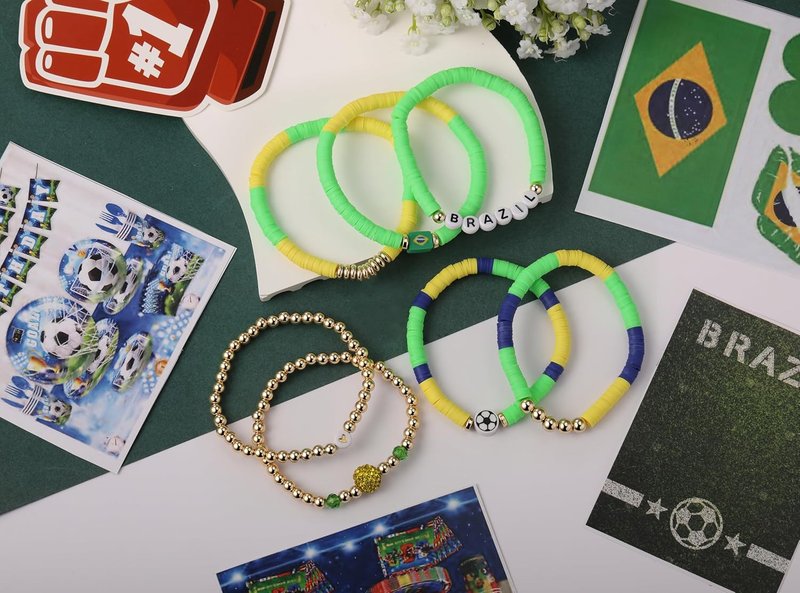 Game-Day Sports Bracelet Stack Set - 7-Piece Beaded Jewelry for Soccer, Baseball, Basketball & More | Stretch Charms