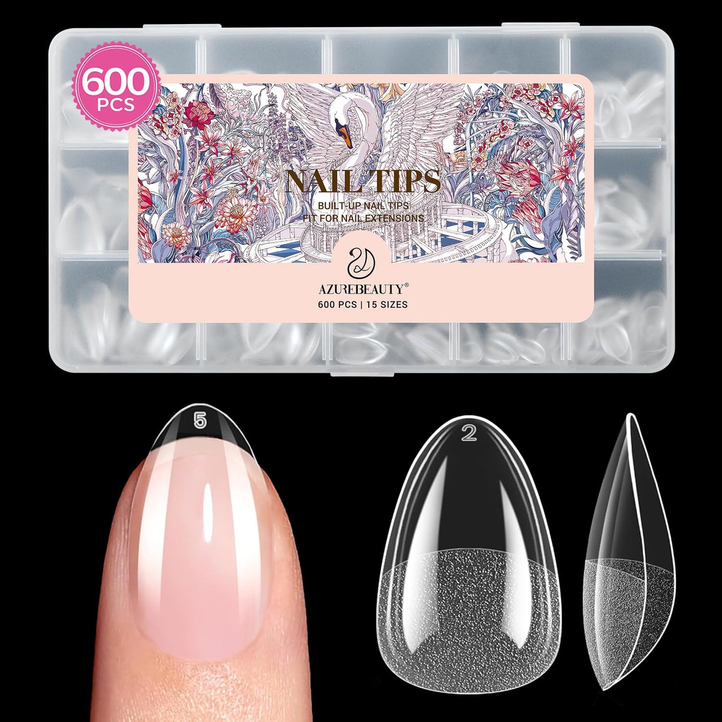 Short Square Nail Tips - 600pcs Pre-Etched Soft Gel Acrylic Fake Nails | Half Matte Full Cover for DIY Manicure
