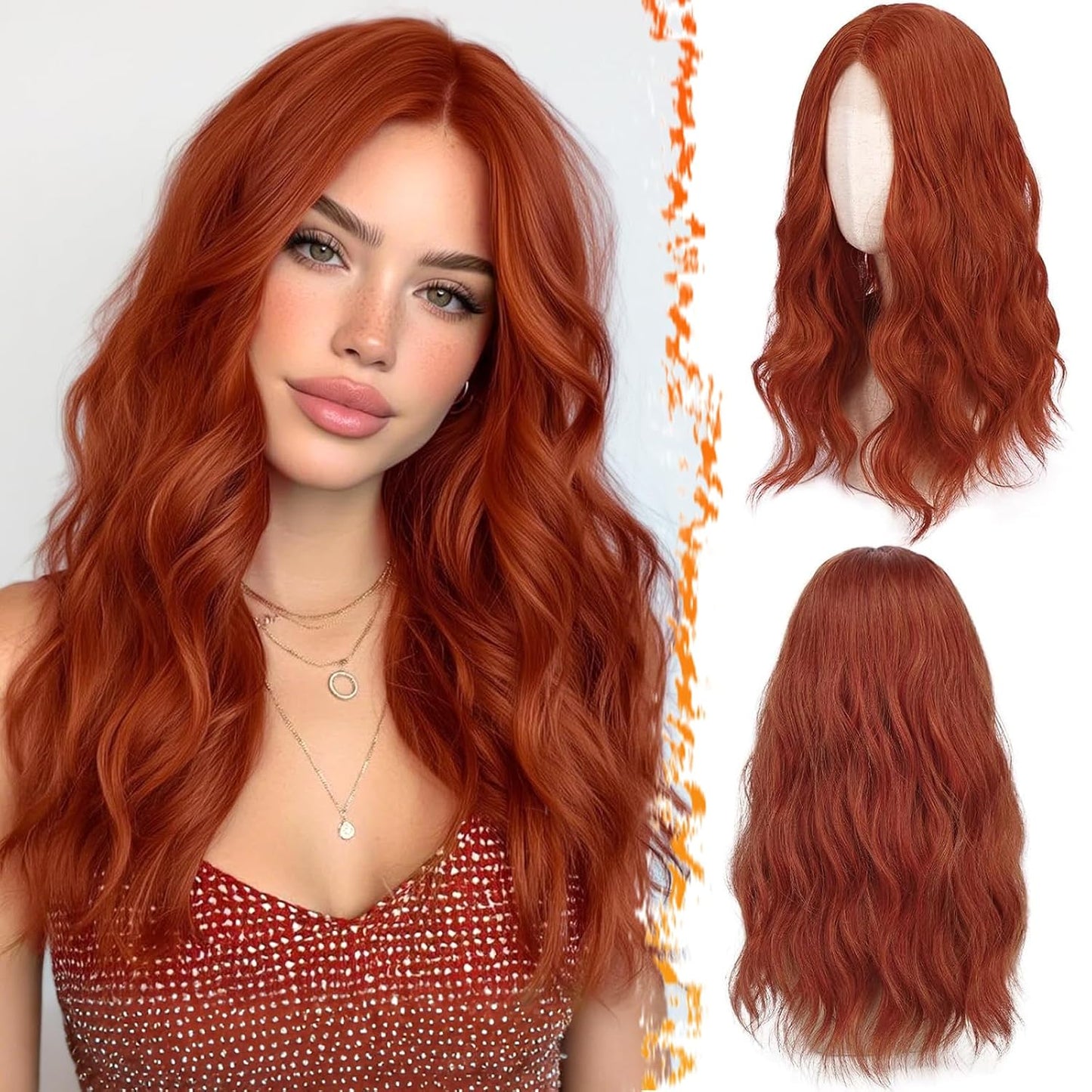 18 Inch Wavy Beige Blonde Wig - Medium Length Synthetic Wig for Women | Natural Soft Waves for Daily Wear & Parties