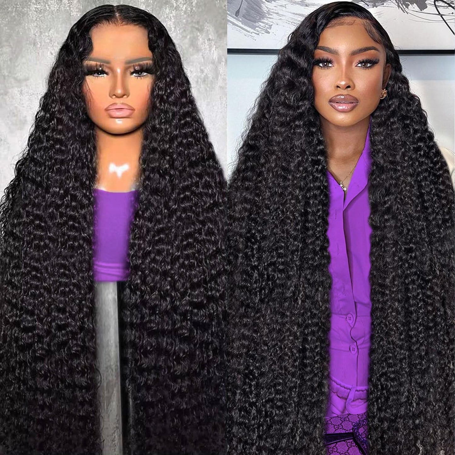 Burgundy 250 Density Human Hair Wig - 30 Inch 13x6 Deep Wave Lace Front | Pre-Plucked HD Transparent Lace Frontal for Women