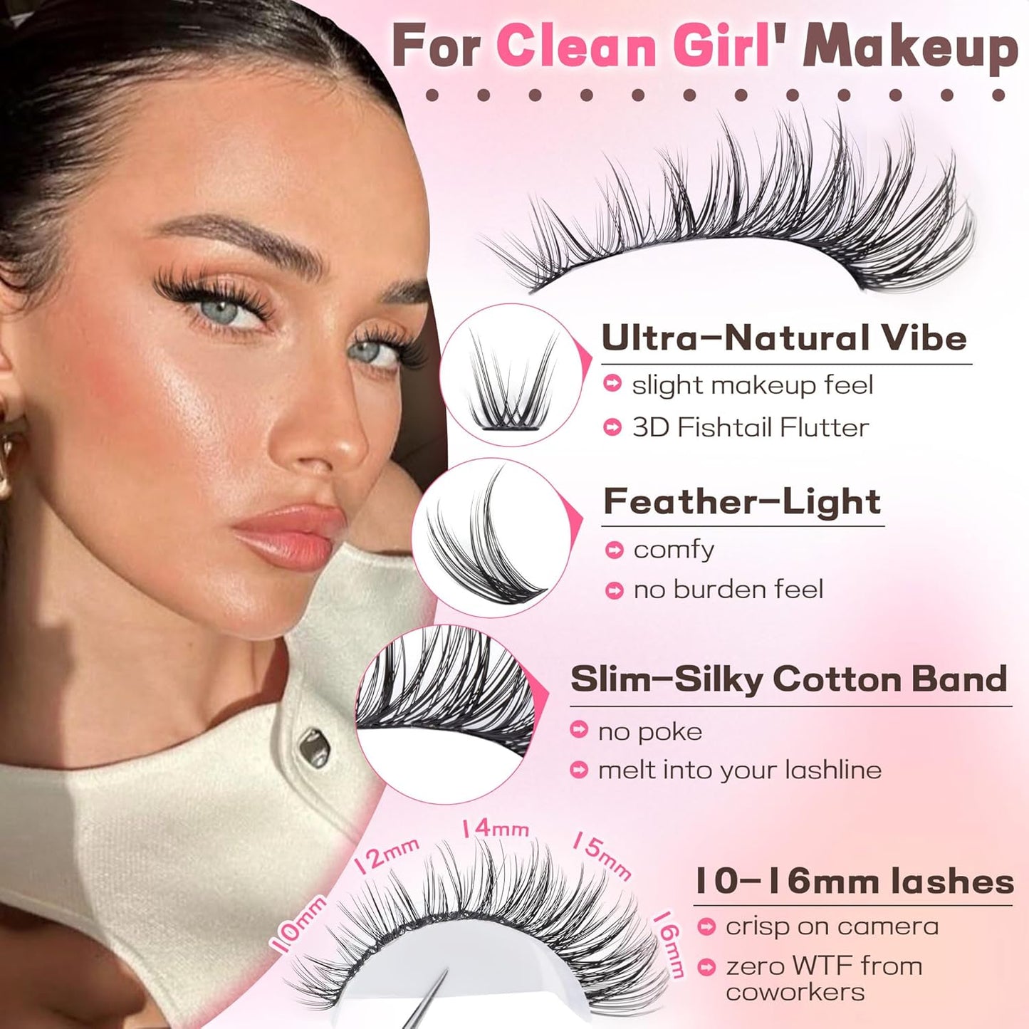 Lash Clusters Kit - Wispy DIY Eyelash Extensions 10-16mm | 300pcs C Curl Natural Look