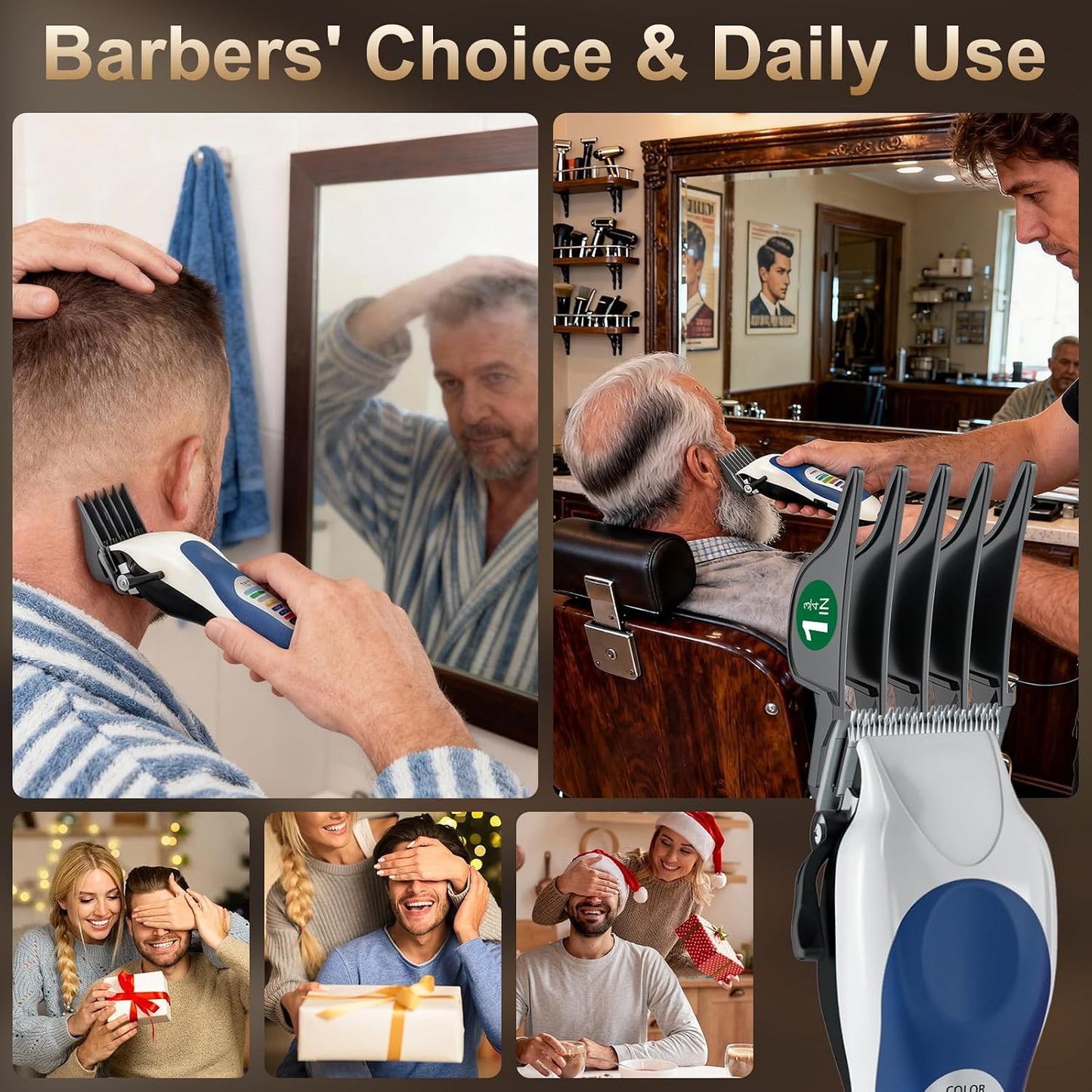 Clipper Guards Set - 4 Pack Replacement Guides for Wahl Clippers | 1.25", 1.5", 1.75", 2" Gray