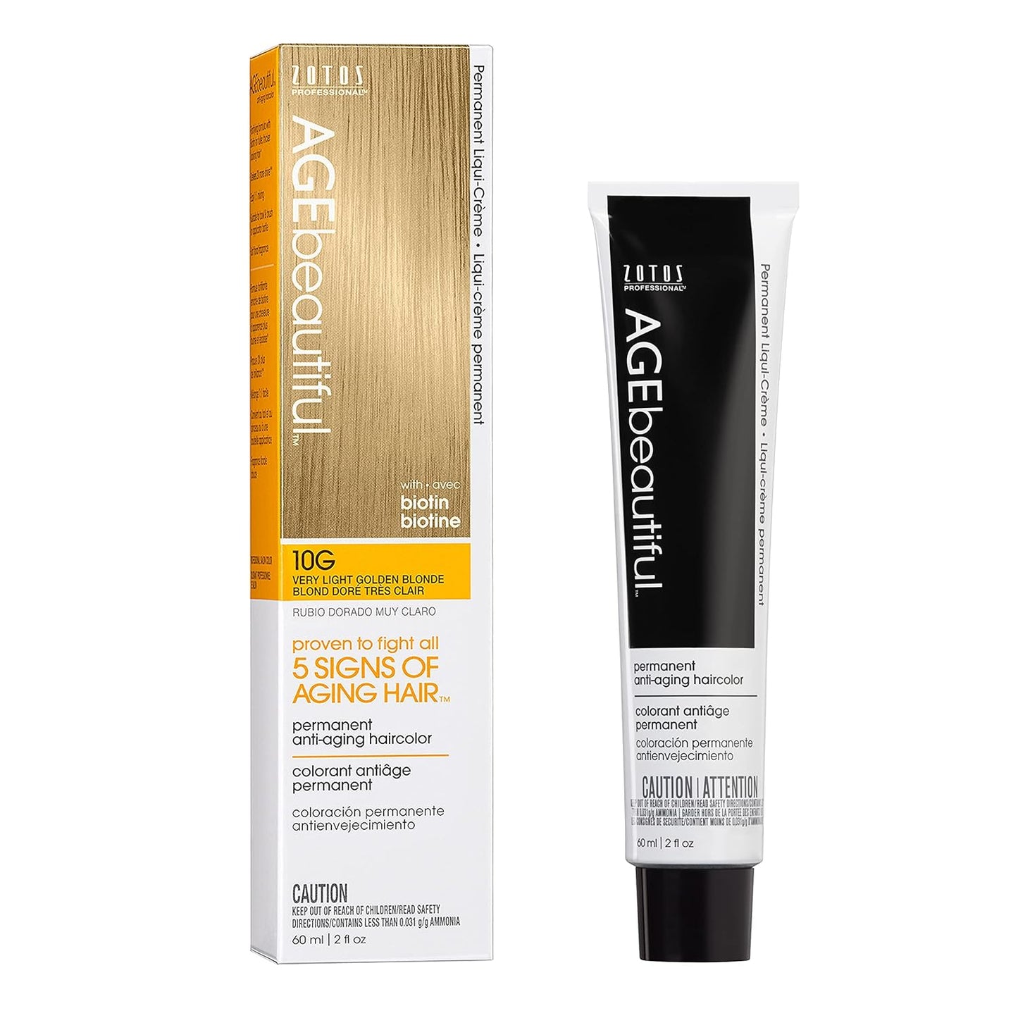 AGE Beautiful Permanent Hair Color Cream - 100% Gray Coverage Hair Dye with Anti-Aging Biotin Formula for Thicker, Fuller Hair | Professional Salon Quality