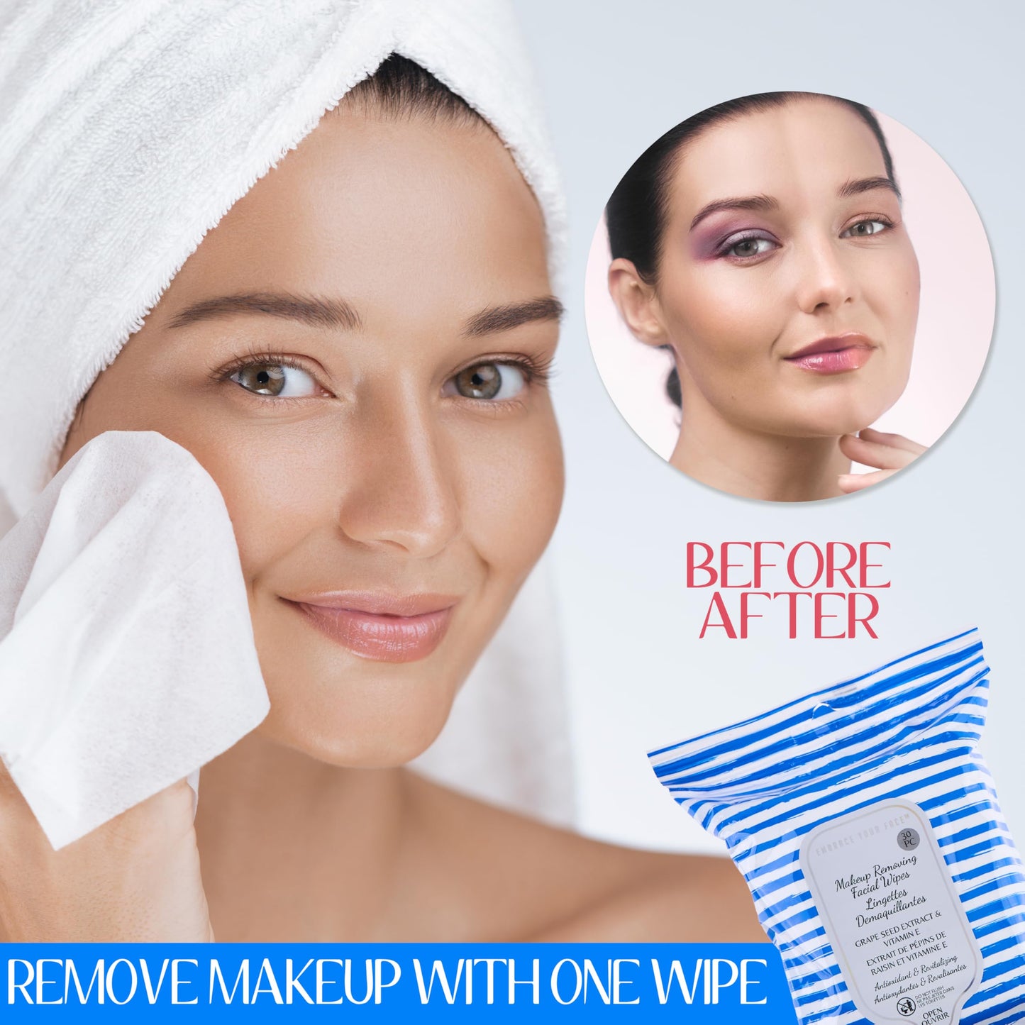 120pc Makeup Removing Facial Wipes Variety Pack – 4-Pack Variety Bundle with Lavender, Vitamin E, Camallia Extract, Rose Water