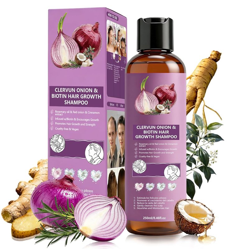 Onion Shampoo for Hair Growth - Biotin & Rosemary Oil for Thicker, Stronger Hair | Anti-Hair Loss Formula
