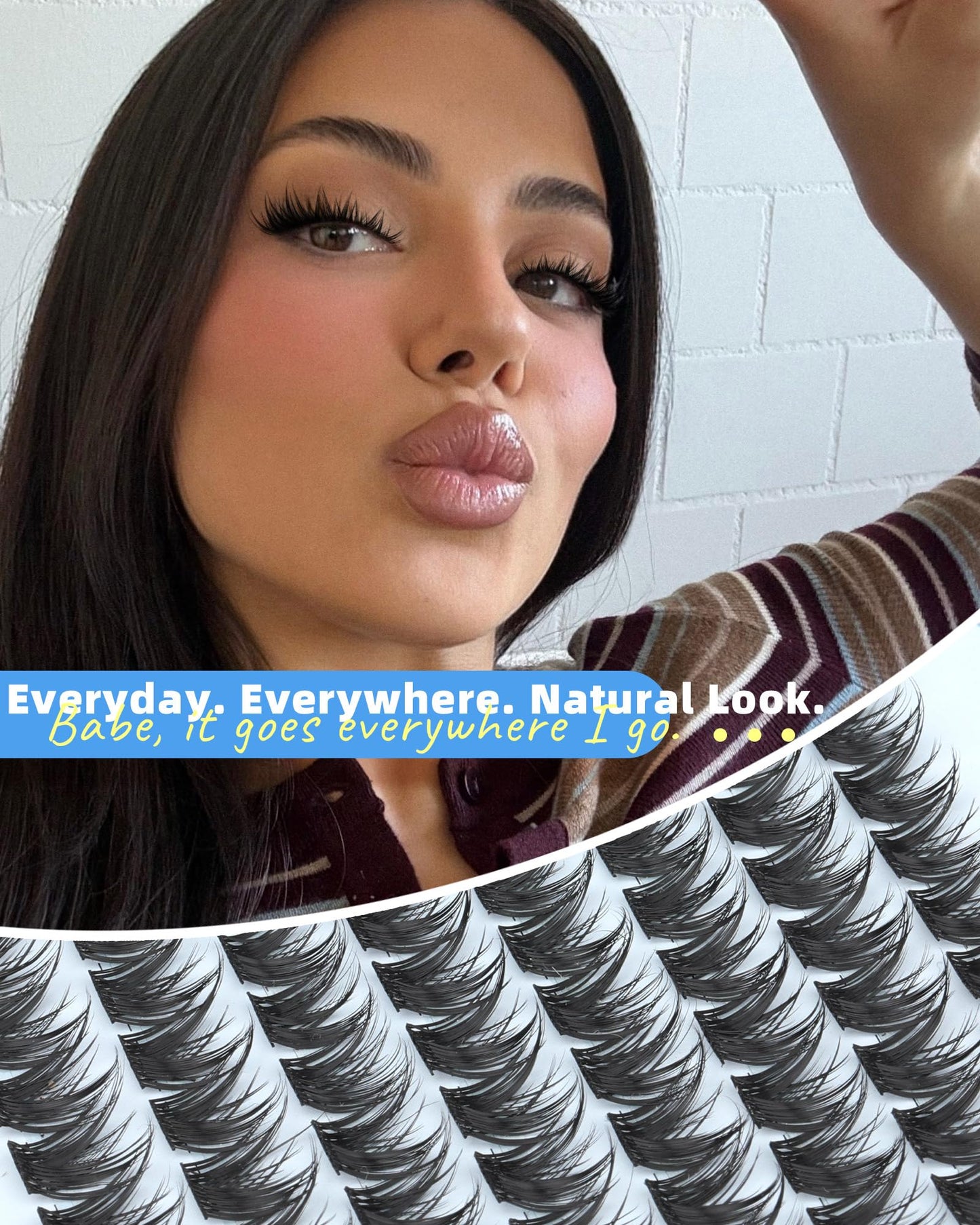 Wispy Lash Clusters Bunny Eyelash Clusters Spikes 10MM 11MM 12MM Natural Cluster Eyelash Extensions Manga Individual Lashes Anime Doll Cluster Lashes for Daily Wear 104Pcs