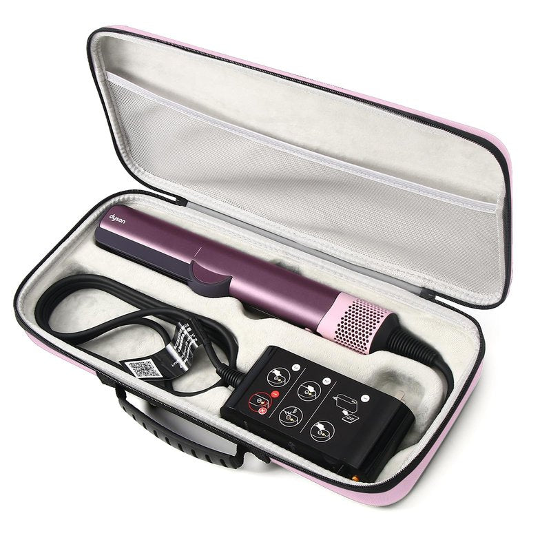LIUIIVIRI Hard Travel Case Compatible with Dyson airstraight HT01 Hair Straightener & Power Supply, Waterproof and Shockproof Storage carrying case (Pink)