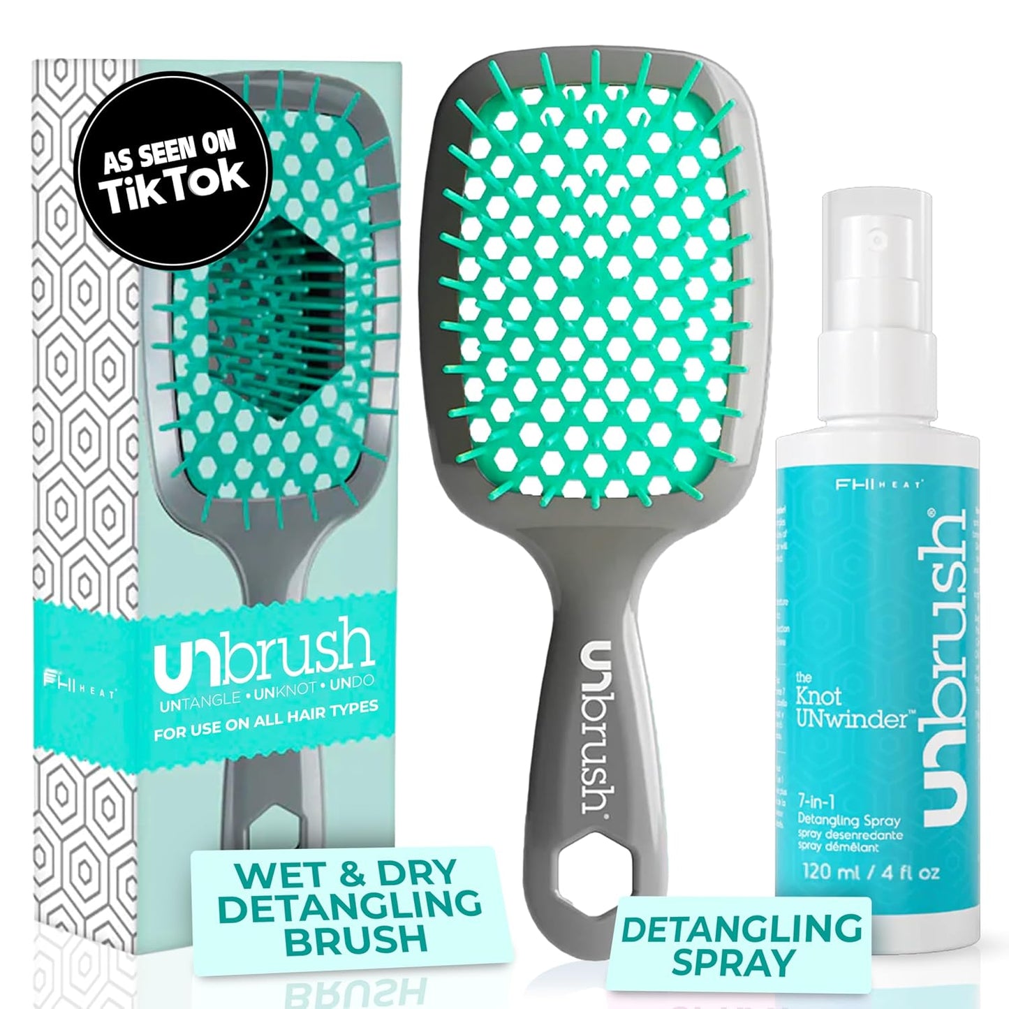 FHI Heat Unbrush & Unwinder Spray - Hair Detangler & Heat Protectant 8 oz