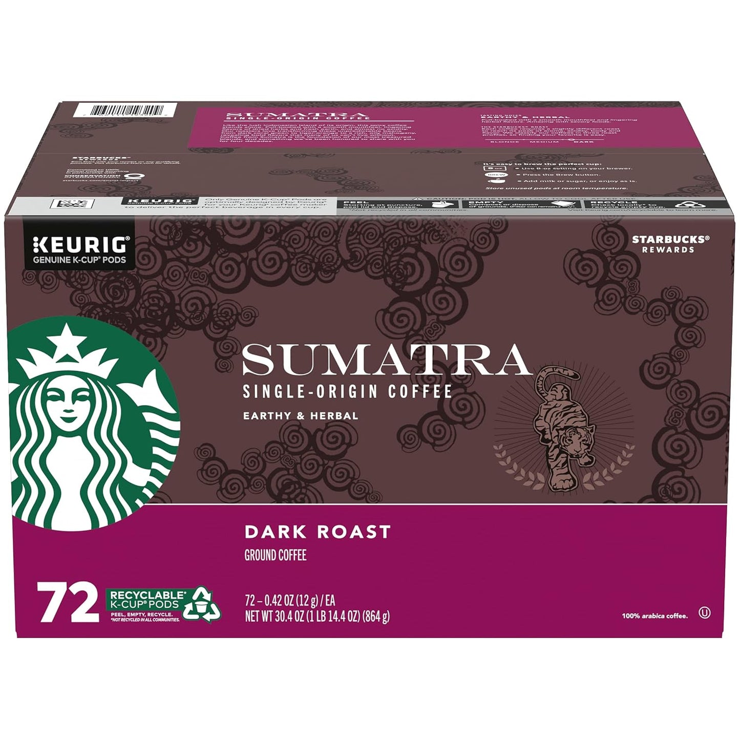 Starbucks K-Cup Coffee Pods - Dark Roast French Roast for Hot or Iced Coffee | 96 Count
