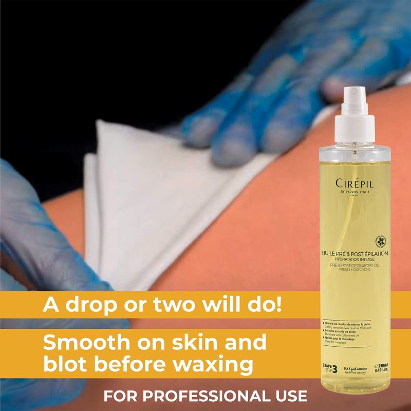 Cirepil - Pre & Post Depilatory Oil - Protects Skin for Comfortable Waxing & Removes Wax Residue - Soothing Jasmine Scented Formula - Professional Oil Bottle, 250ml