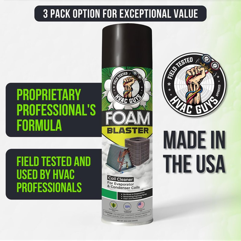 Leak Saver Foam Blaster AC Coil Cleaner Foam Spray | HVAC Coil Cleaner for AC Unit | Professional Deep-Penetrating Formula for Evaporator (No Rinse) & Condenser (Light Rinse)