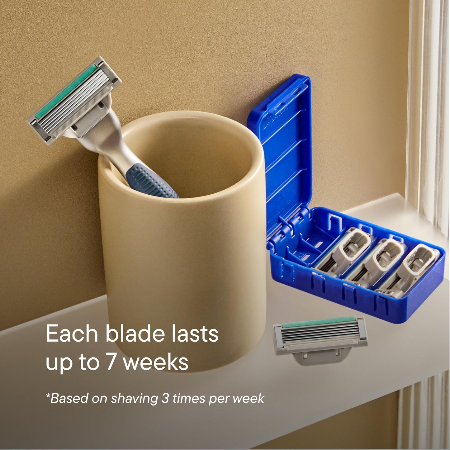 Harry's Plus Razor Refills - 4 Cartridges with Travel Blade Cover - Compact Cartridge Design for Precise Control - Shaving Kit for Men - Only Compatible with Harry's Plus Handles