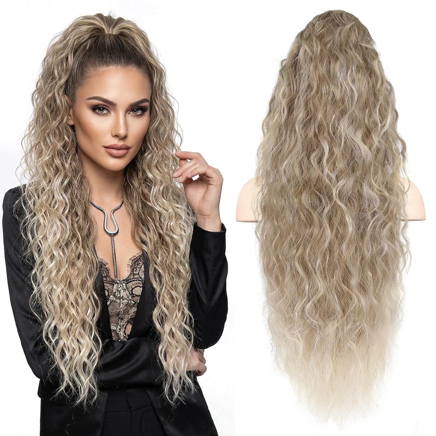 Claw Clip Ponytail Extension - 12 Inch Curly Synthetic Hair Extension | Chocolate Brown