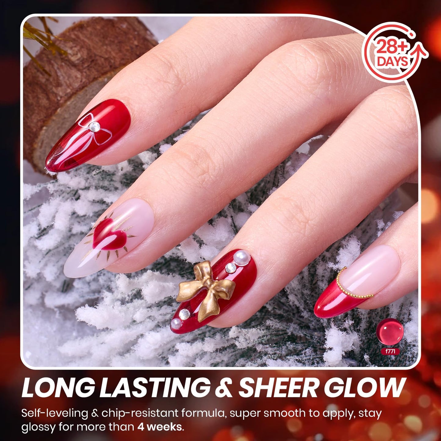 Beetles Red Jelly Gel Nail Polish Set, Luminous Ruby Red Gel Polish