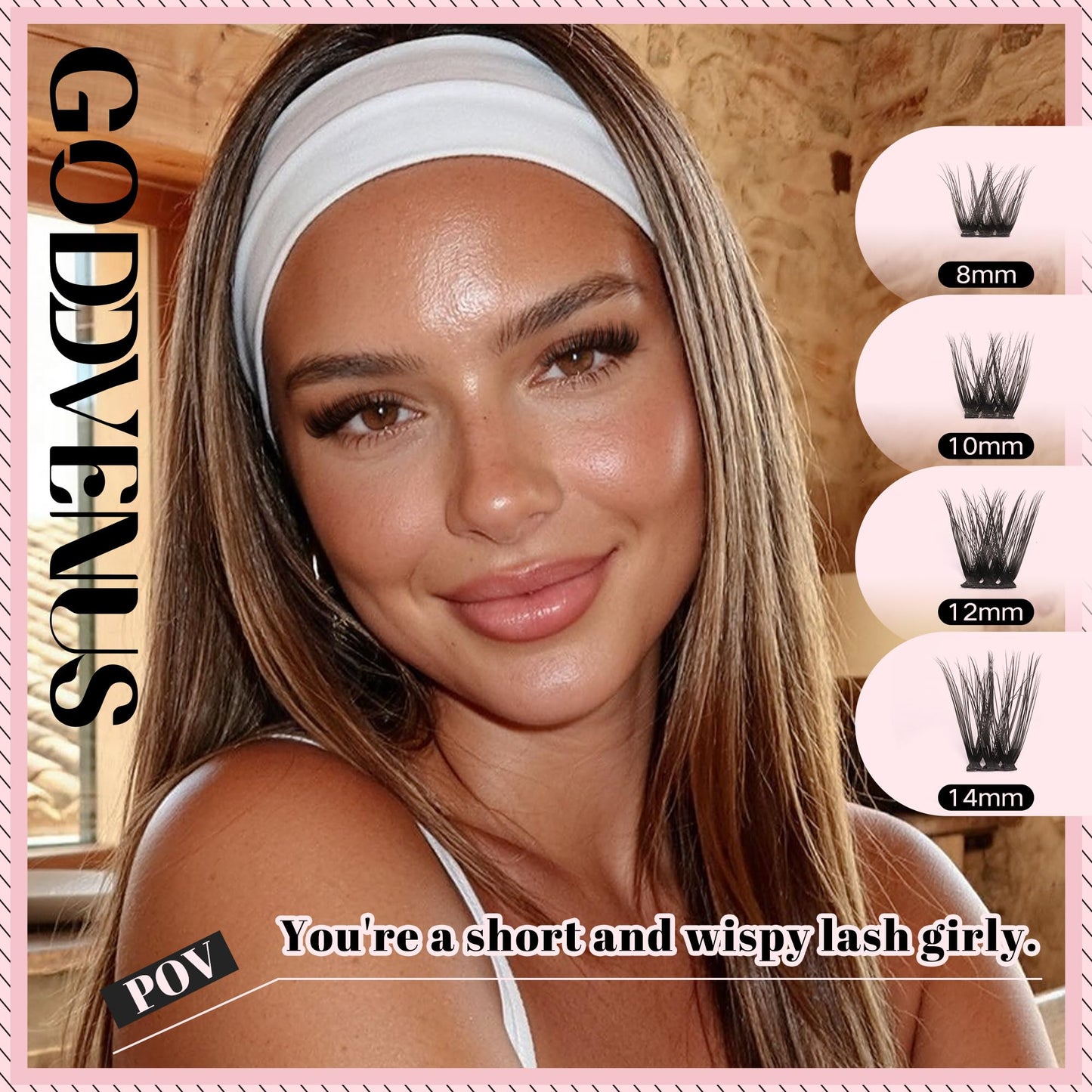 Goddvenus Short Lash Clusters 8-14mm Eyelashes Clusters Wispy Natural Cluster Eyelash Extensions Fluffy Individual Lashes, DIY false eyelashes for Short & Volume Lash Lovers