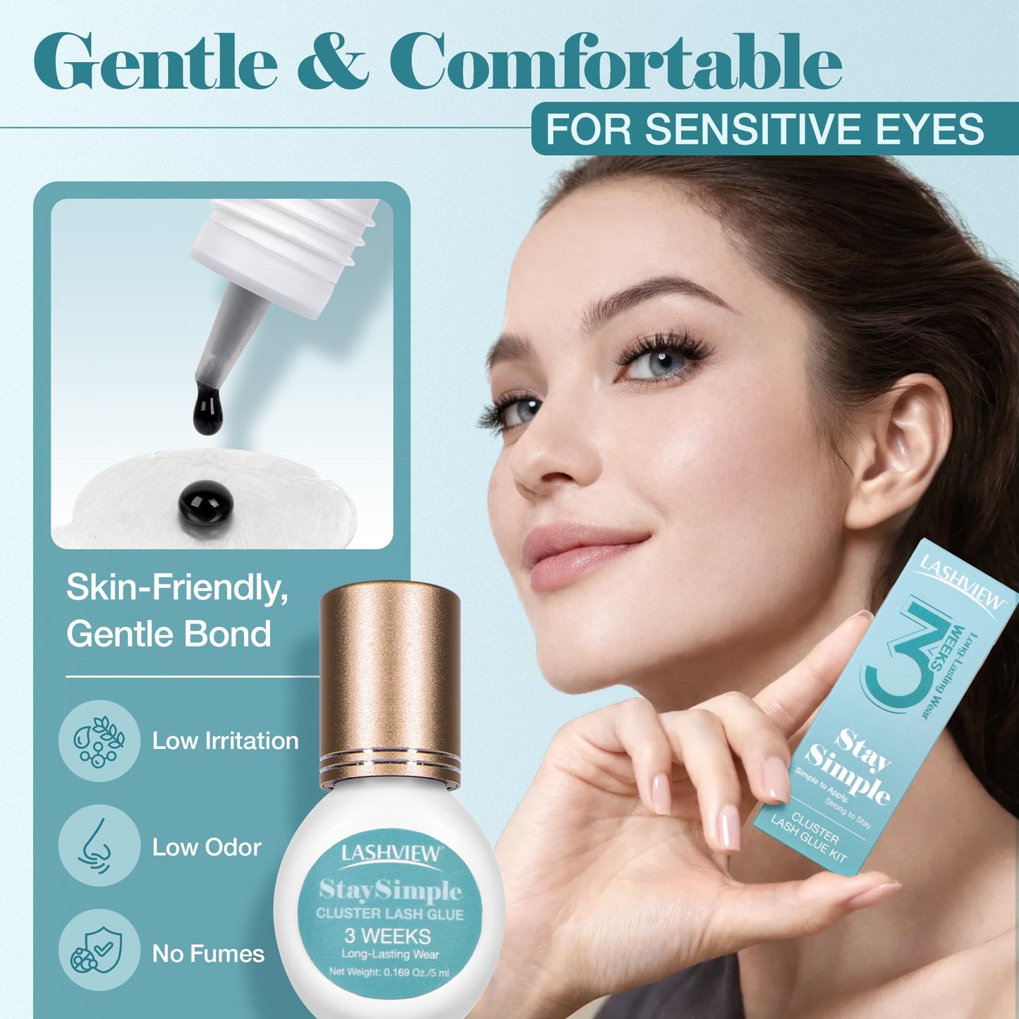 LASHVIEW Lash Glue for Eyelash Clusters, Lash Cluster Glue 3-4 Weeks