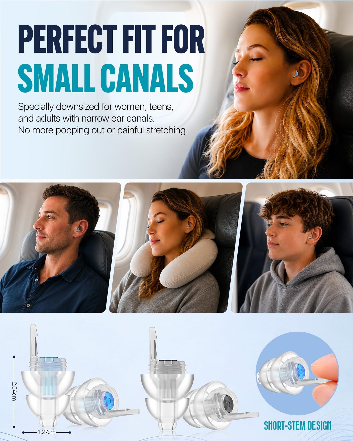 Softvox Airplane Ear Plugs Pressure Relief Earplugs 2 Pairs, Prevent Ear-Pain & Reduce Noise 25dB - Flight Essentials, Reusable Soft Plane Earbuds for Adult/Kids 12+, Travel Ear Protection Air Plugs