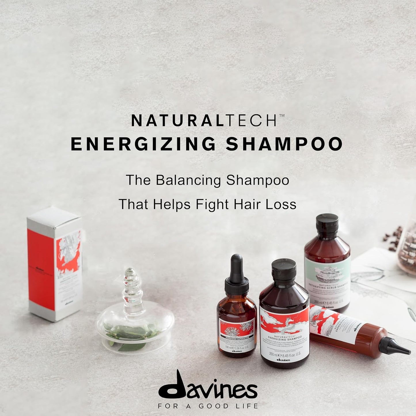 Davines Energizing Shampoo - Gentle Cleansing for Fragile & Thinning Hair | Revitalizes Scalp
