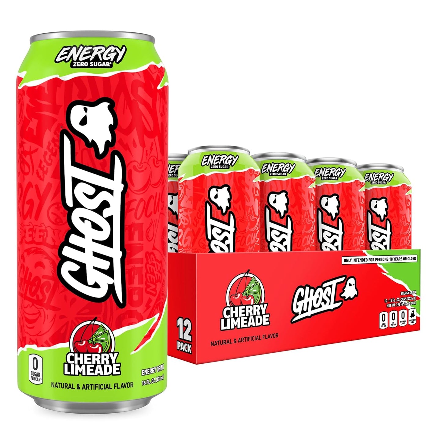GHOST Energy Drink - 12-Pack Welch's Grape 16oz Cans | Natural Caffeine, Vegan & Gluten-Free Energy Boost