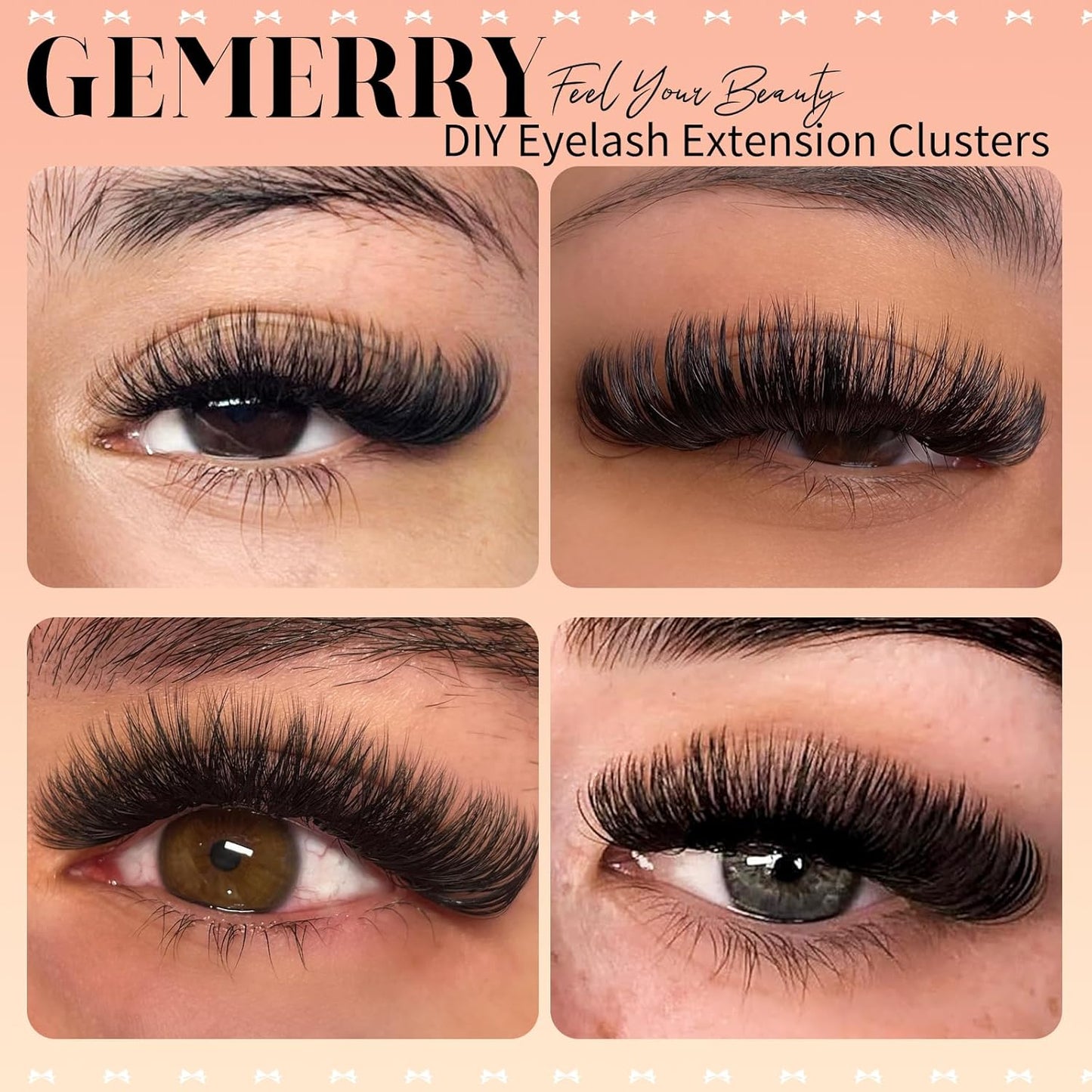 GEMERRY Lash Clusters D Curl Volume Eyelashes - 565 Pcs DIY Extensions | 8-16mm Lengths