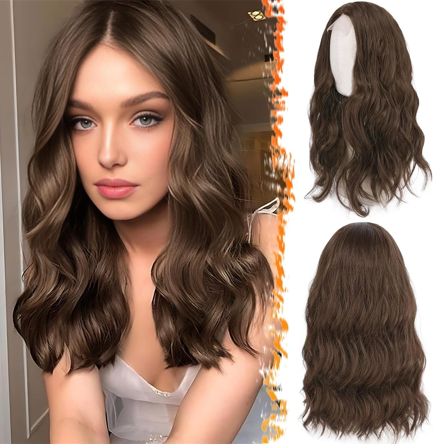 18 Inch Wavy Beige Blonde Wig - Medium Length Synthetic Wig for Women | Natural Soft Waves for Daily Wear & Parties