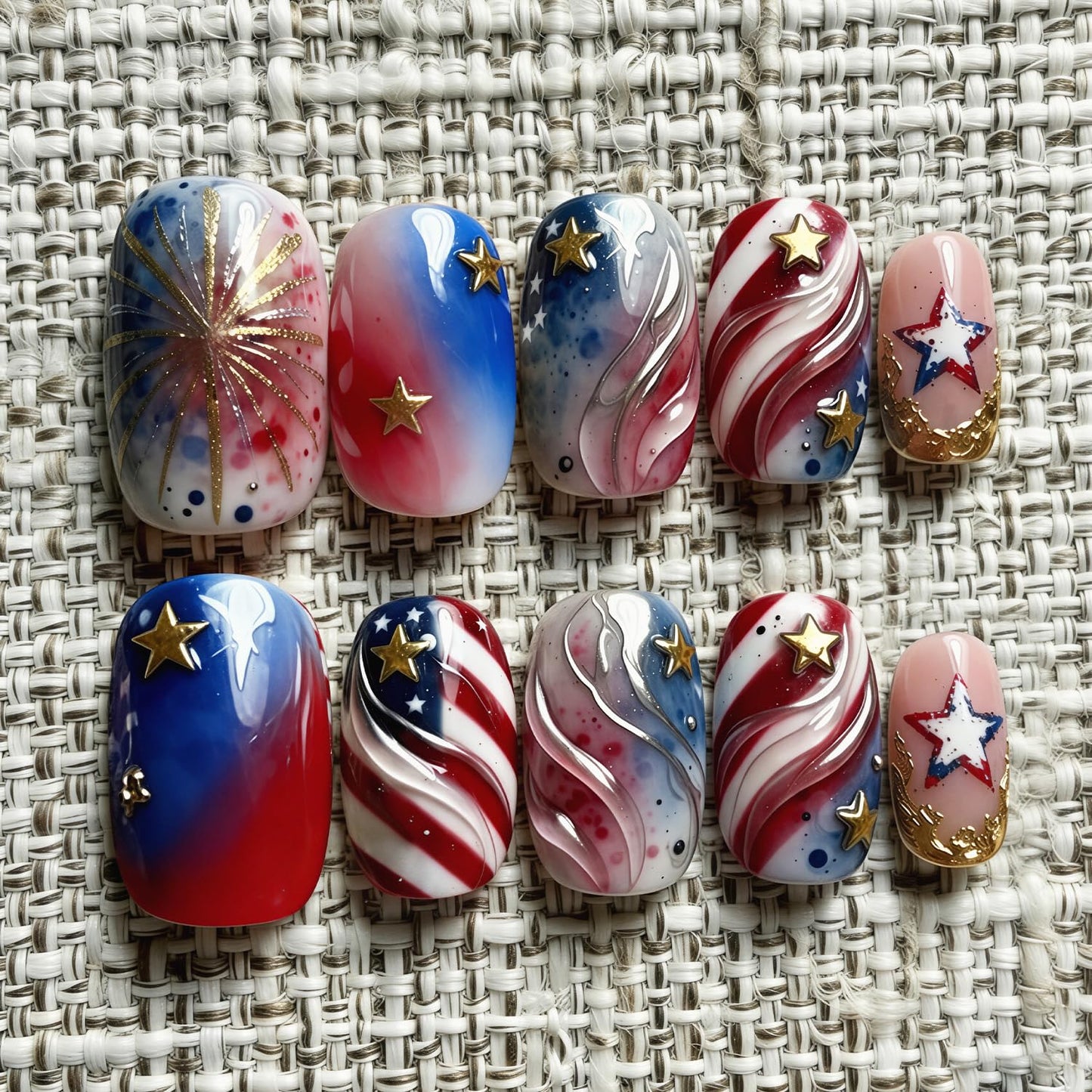 French Tip Press-On Nails - 30pcs Medium Almond Acrylic with 3D Flower & Pearl Design | Reusable Summer Nail Art