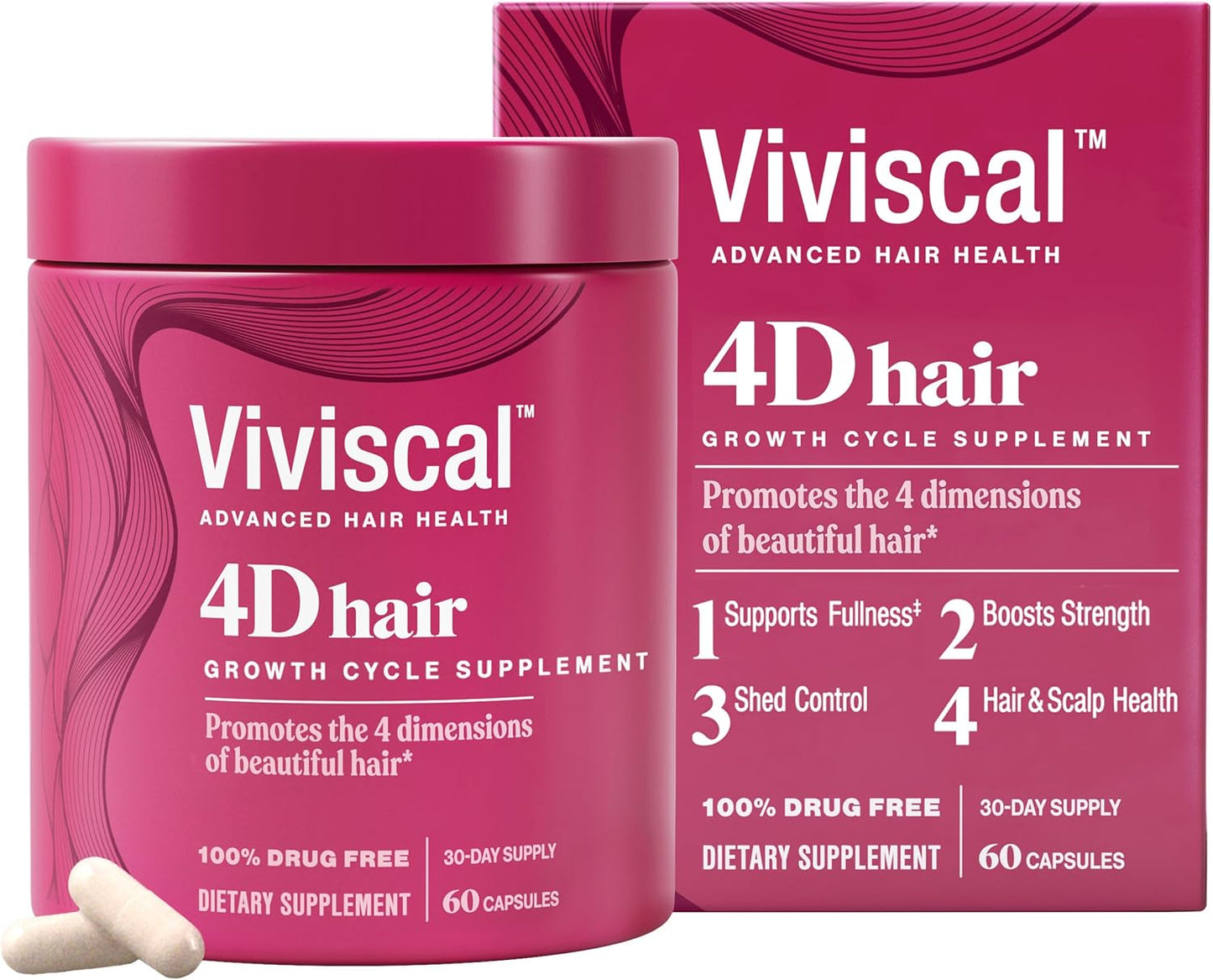 Viviscal 4D Hair Growth Supplements for Women - Strong, Healthy Hair | 60 Count, 30-Day Supply