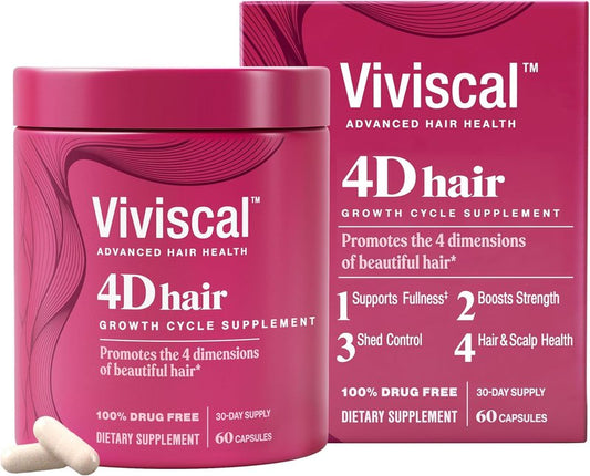 Viviscal 4D Hair Growth Supplements for Women - Strong, Healthy Hair | 60 Count, 30-Day Supply