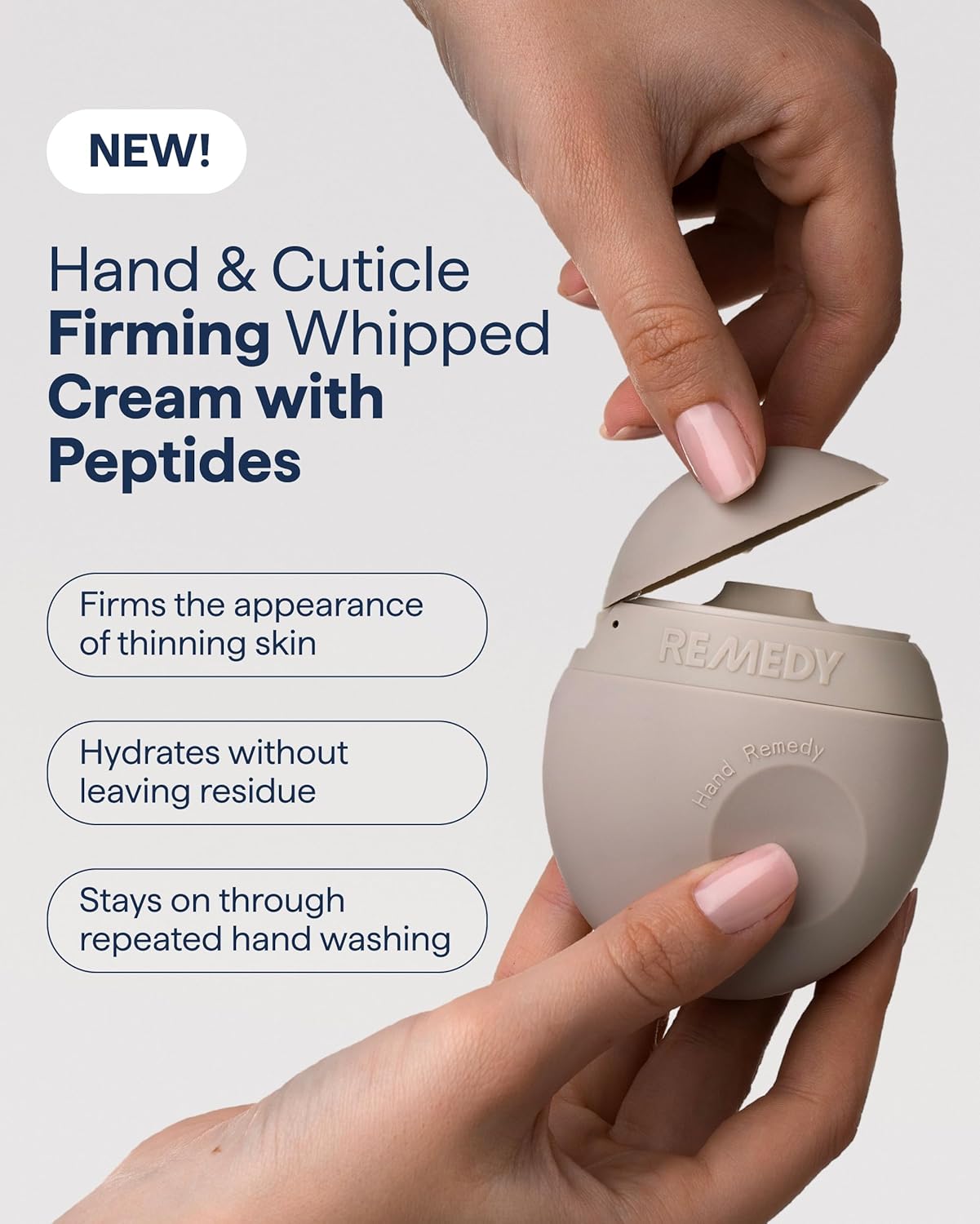 Remedy Hand & Cuticle Firming Whipped Cream - Peptides, Squalane & Shea Butter | Anti-Aging Formula for Dry Hands | 2.25 fl oz