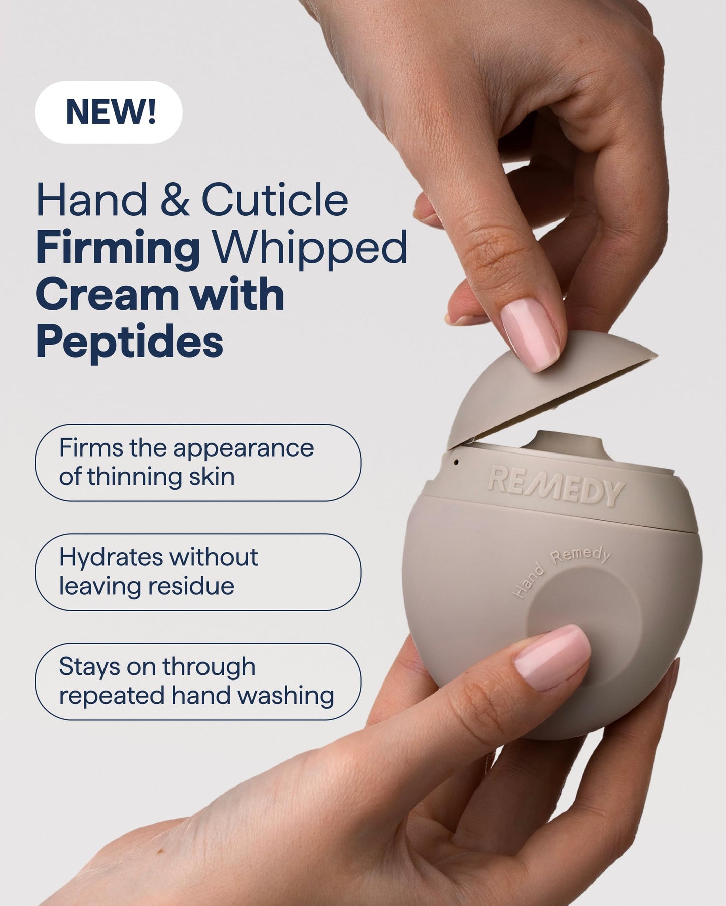 Remedy Hand & Cuticle Firming Whipped Cream with Peptides | Squalane, Shea Butter, Triple Ceramides | For Dry, Thin, Aging Hands | Retinol-Free | By Dermatologist Dr. Shah | 2.25 fl oz