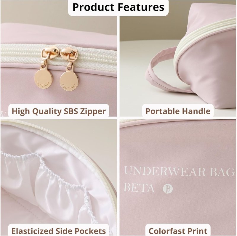 Travel Underwear Organizer Bag - Large Capacity Packing Cube for Bras, Panties & Socks | XL Pink
