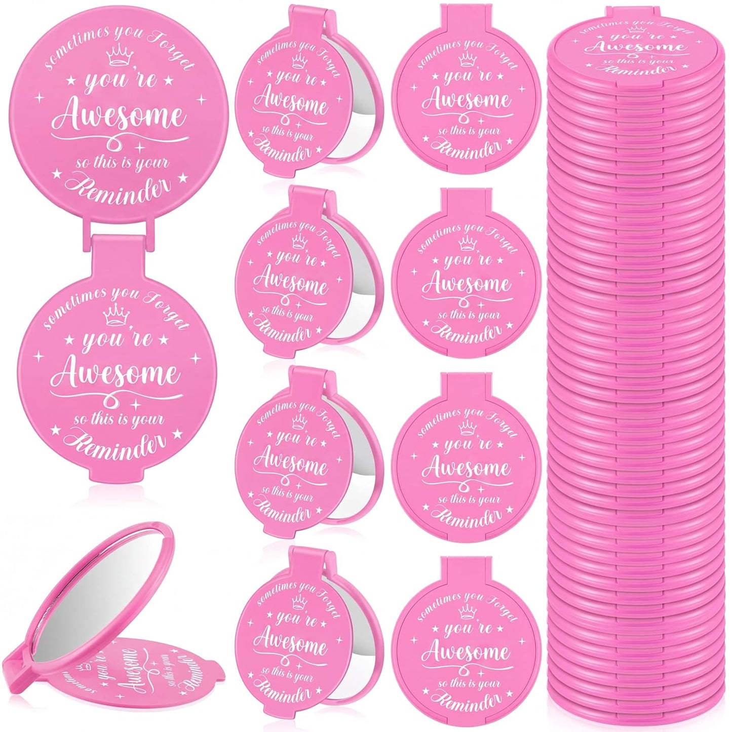 Inspirational Compact Mirror Set - 36 Pcs 2.76 Inch Mini Mirrors | Perfect Galentine's Day Gifts for Women