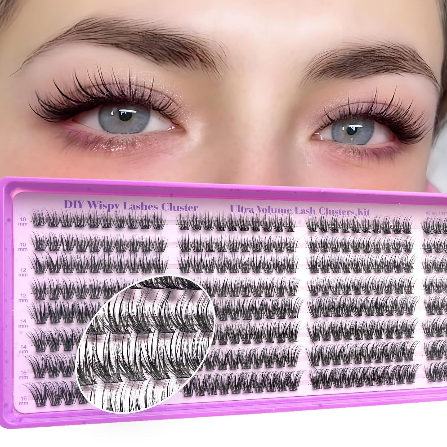 Natural Wispy Lash Cluster Eyelash Extensions - 320 Pcs C Curl 10-16mm Fluffy Individual False Eyelashes for DIY Use