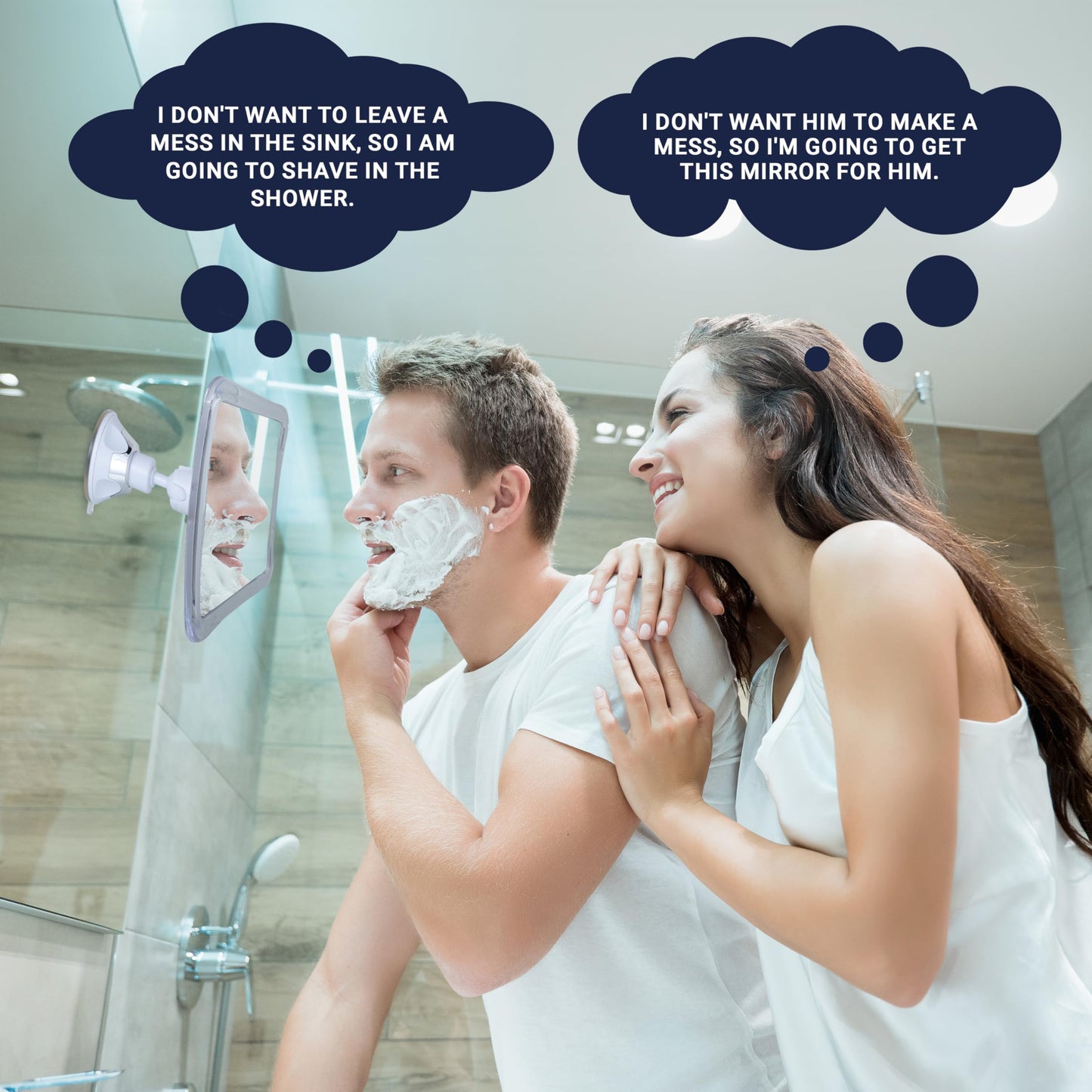 MIRRORVANA Fogless Shower Mirror for Shaving with Upgraded Suction, Anti Fog Shatterproof Surface and 360° Swivel - 6.3" x 6.3"