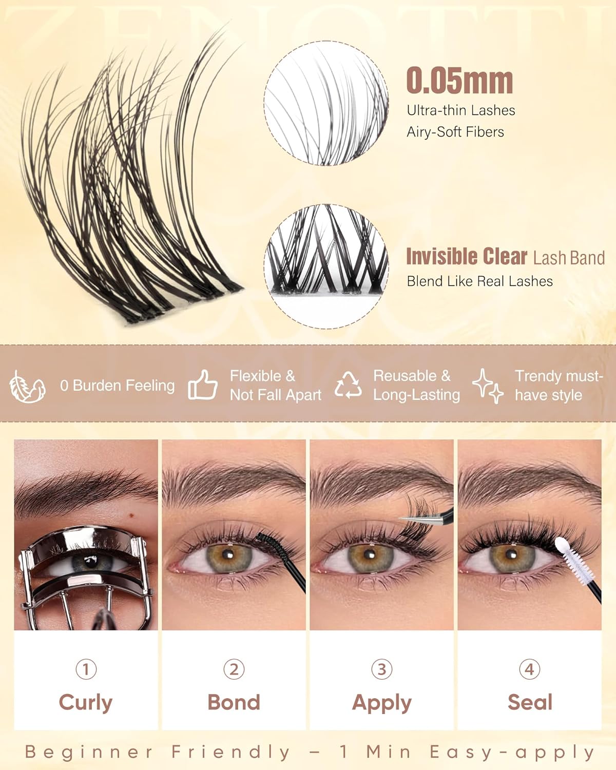 Wispy Spider Lash Clusters - Natural D Curly Eyelash Extensions | DIY Individual Lashes 8-16mm