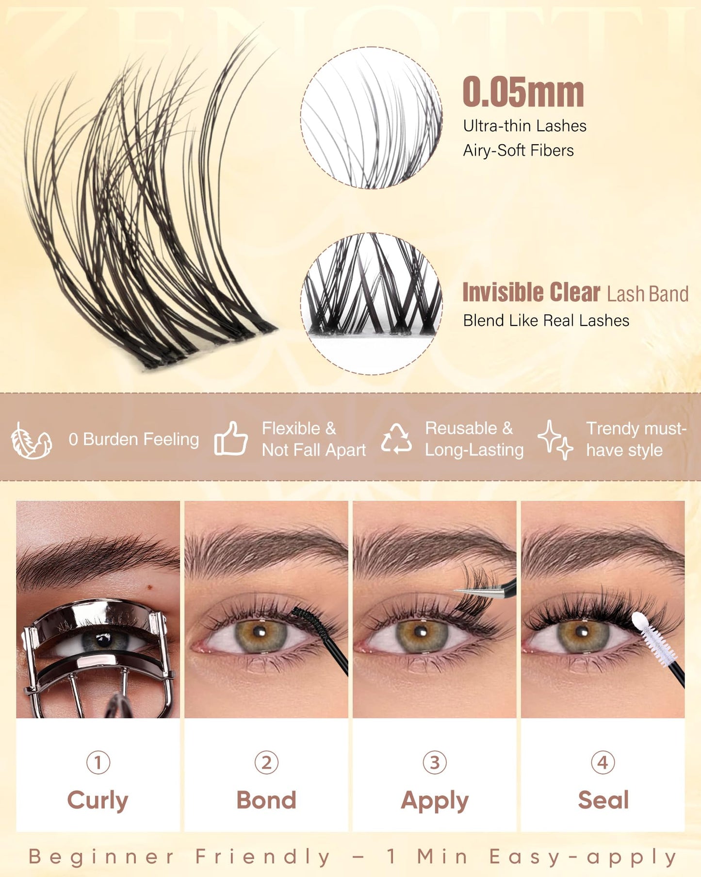 Spider Lash Clusters Wispy Eyelash Clusters Natural Breeze Lashes Cluster Venus Cluster Eyelash Extensions D Curly Cosplay Individual Lashes with Invisible Band DIY at Home 8-16mm by zenotti