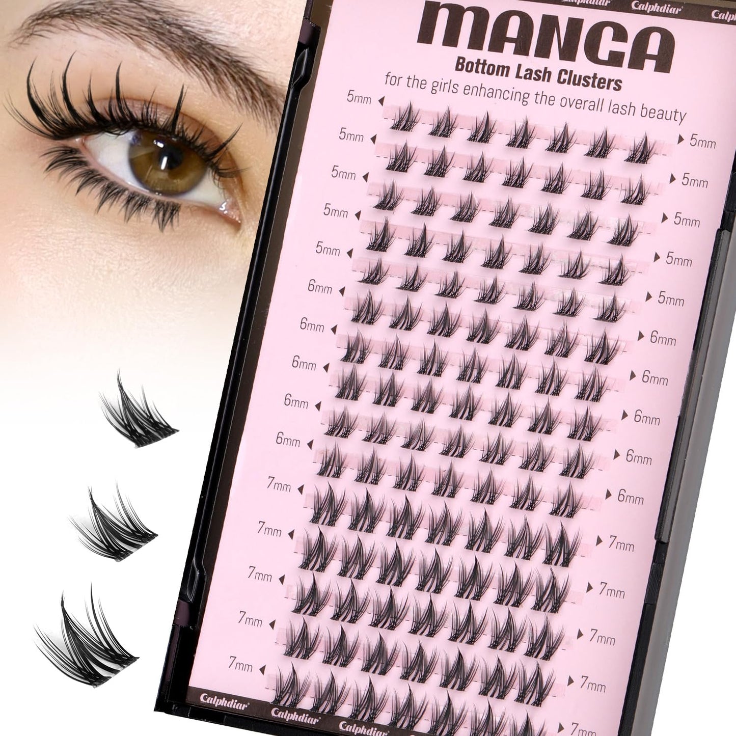 Manga Lash Clusters - Wispy Spiky Volume Eyelash Extensions | Weightless 10-16mm Individual Lashes for DIY Cat Eye Looks
