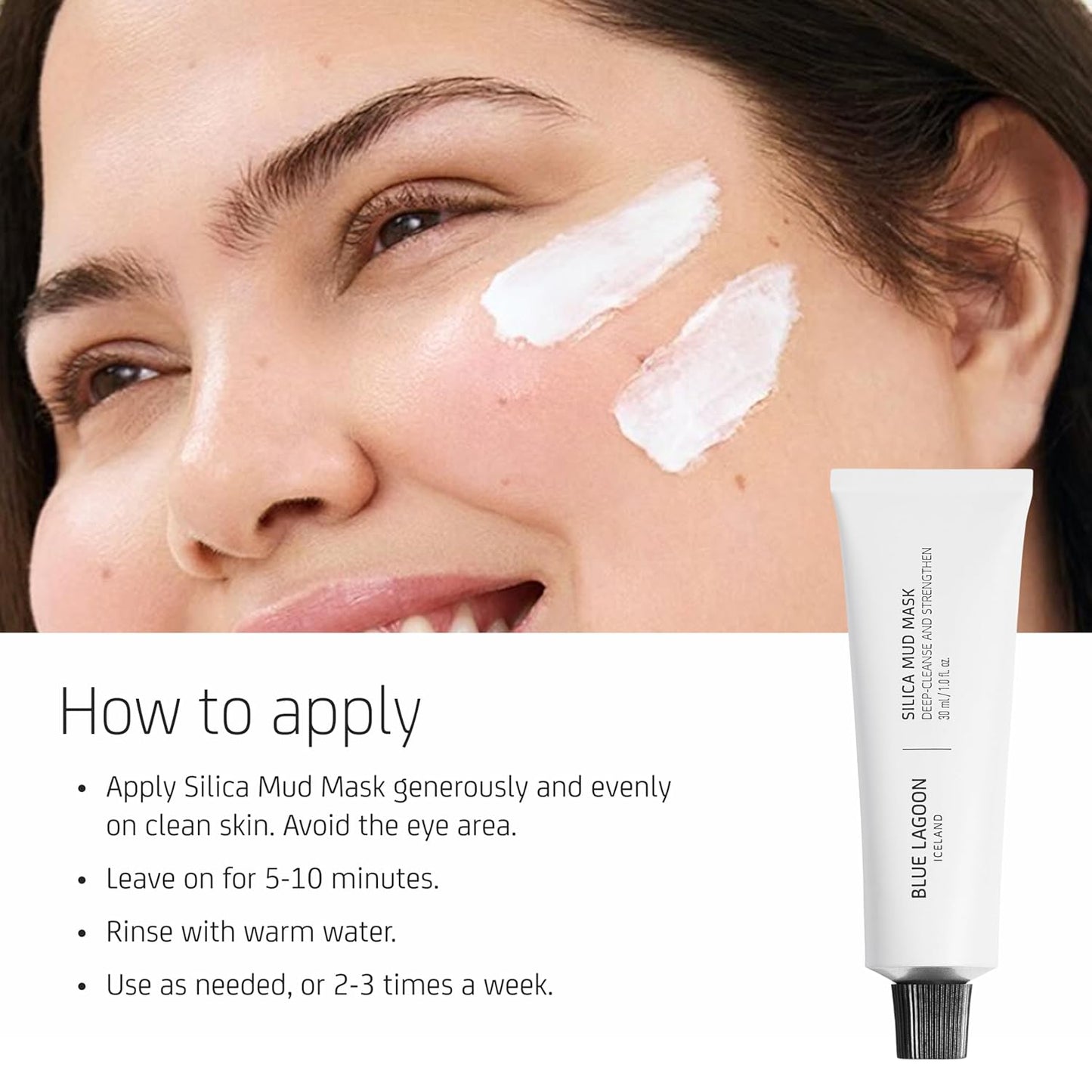 Deep Cleansing Silica Face Mask - Hydrating & Moisturizing Skin Care for Enhanced Glow | Bioactive Icelandic Formula (1 oz | 30 ml)