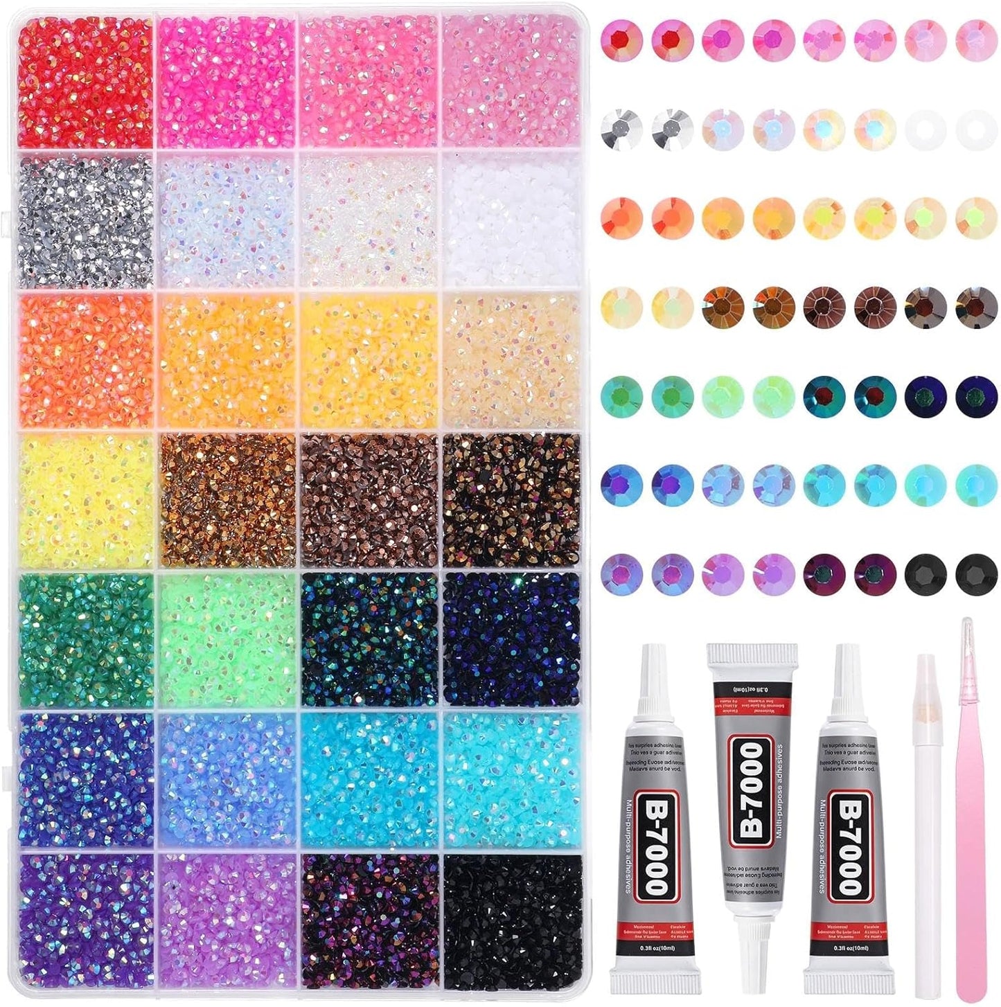 32000 Pcs Rhinestones Bedazzling Kit - 3mm Color Resin Gems for Crafts | DIY Clothing, Shoes & Makeup
