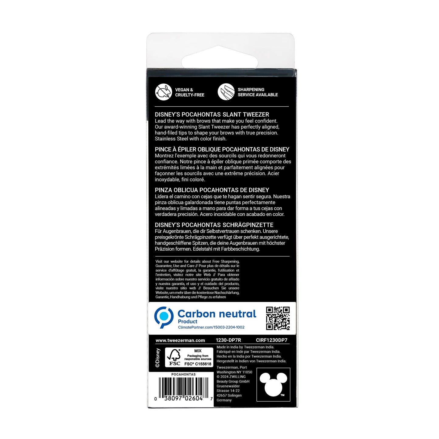 Tweezerman Pocahontas Slant Tweezer - Eyebrow Tweezers for Women and Men