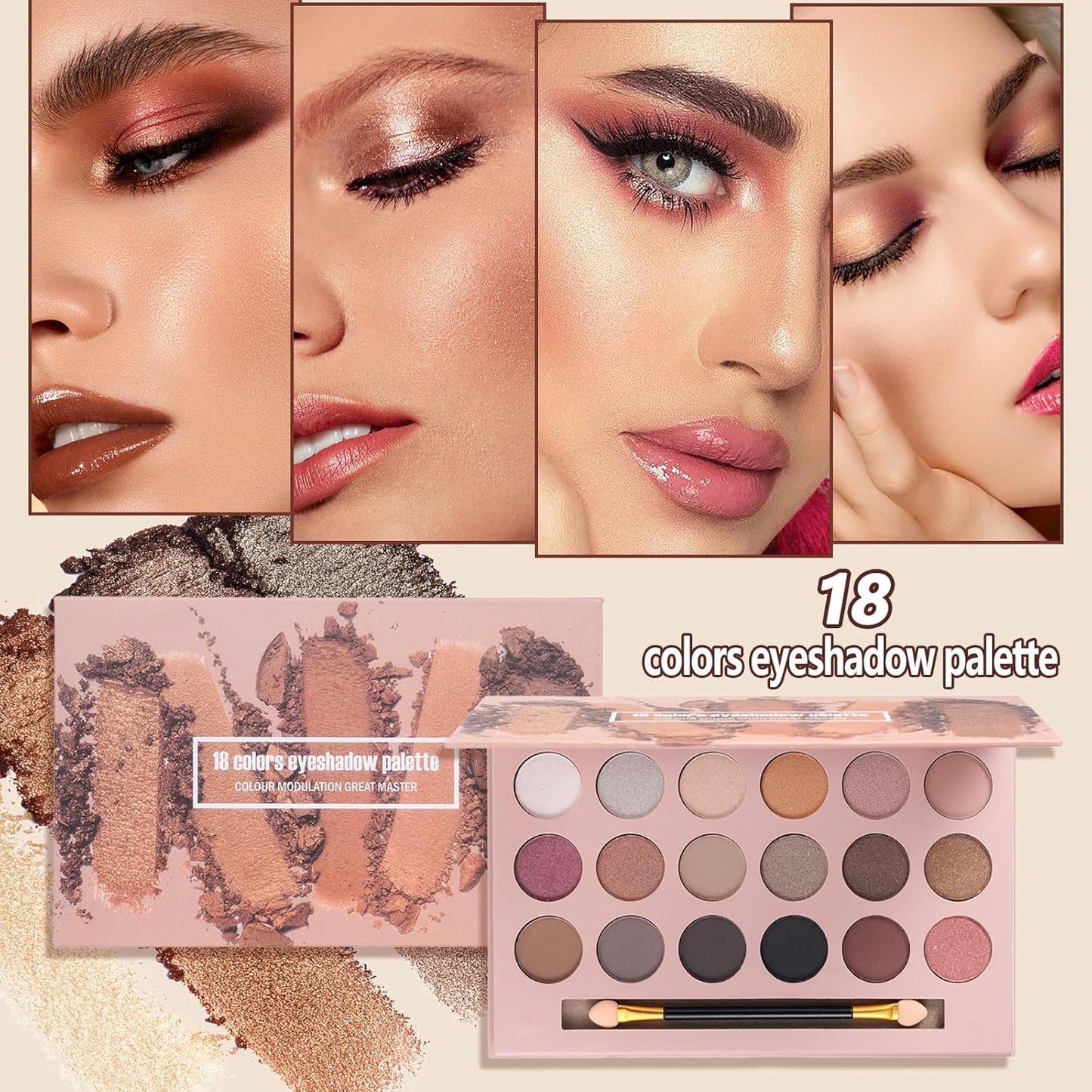 Makeup Kit for Women - 18 Colors Eyeshadow Palette & Foundation | Complete Set for Teen Girls & Beginners