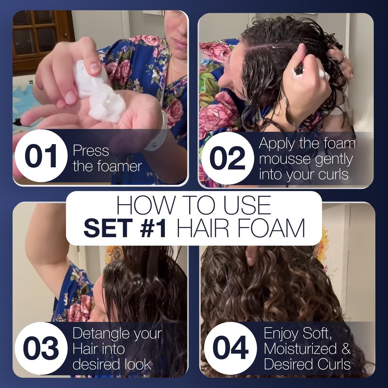 Hair Play Set #1 Hair Foam Mousse - Light Hold Styling Foam for Frizz Control - Volume Mousse for Fine Hair & Natural Straight Hair- Lightweight & Non-Greasy - Refill Hair Mousse Bottle - 16 Fl Oz